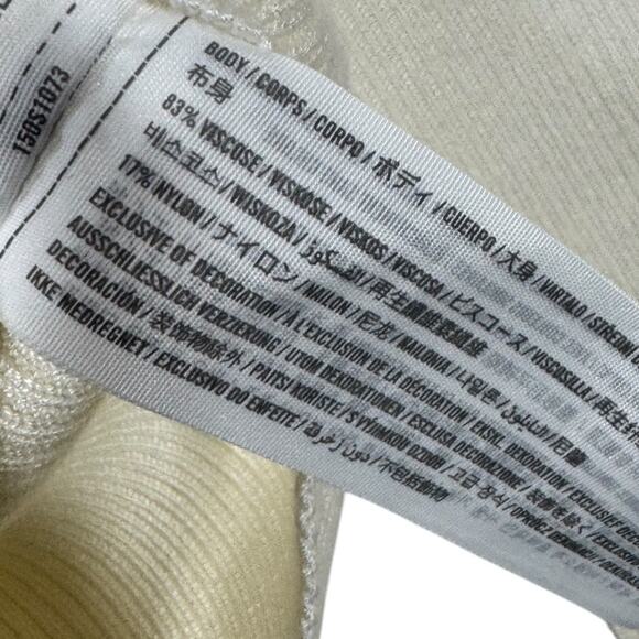 Abercrombie & Fitch Cream Knit Sweater Top Small Long Sleeve Basic Ribbed - Picture 5 of 5